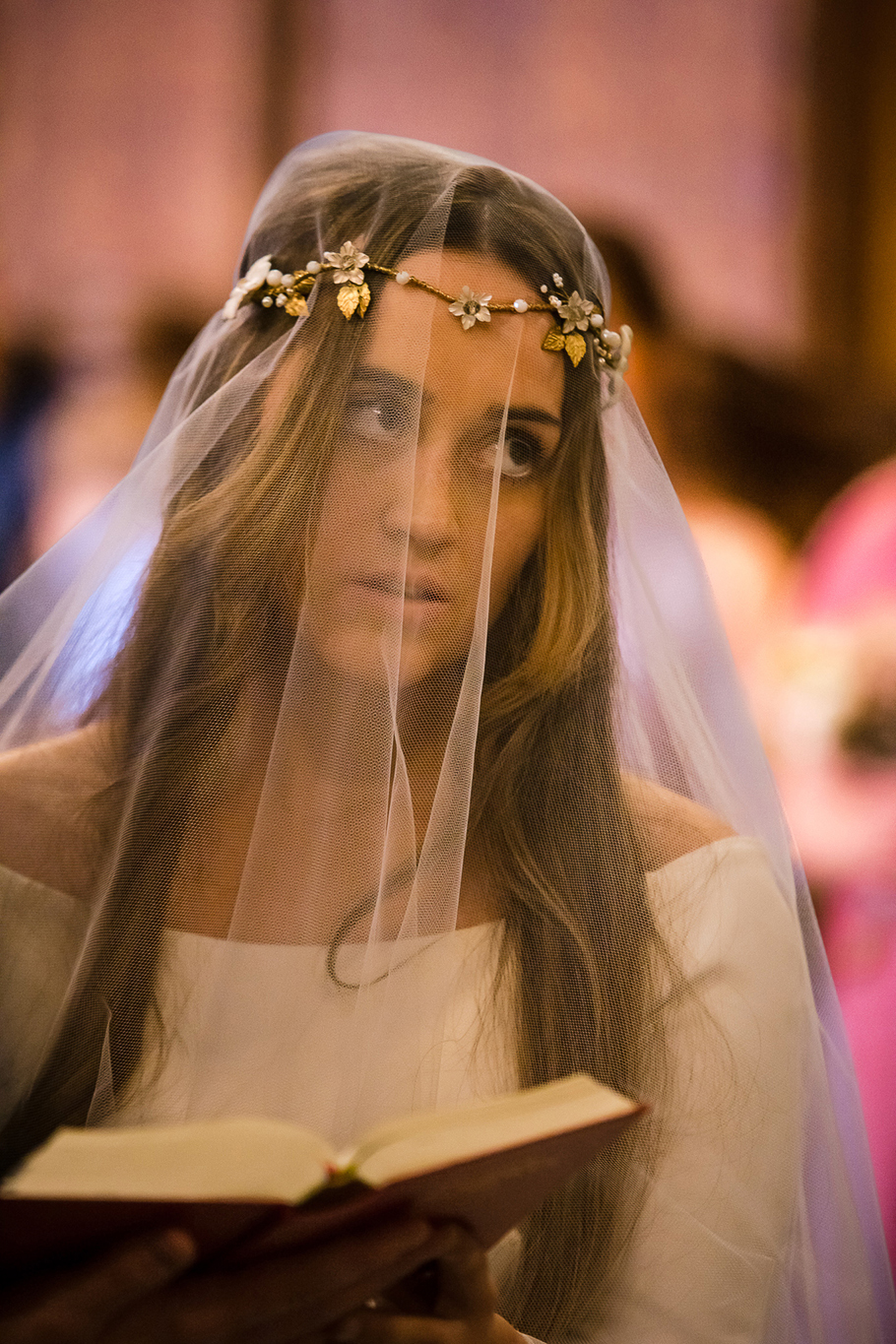 The bride is singing.